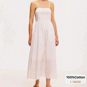 SHEIN White Cotton Midi Dress